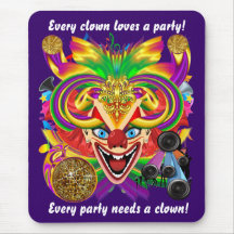 La vue de clown de partie de mardi gras veuillez l tapis de souris