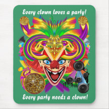La vue de clown de partie de mardi gras veuillez l tapis de souris
