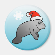 Lamantin Père Noël de Noël Aimant Pour Réfrigérateur