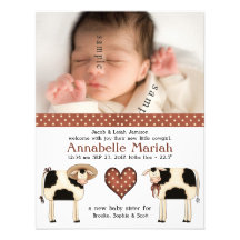 Land-Paar-neue Baby-Foto-Geburt Ankündigungskarten