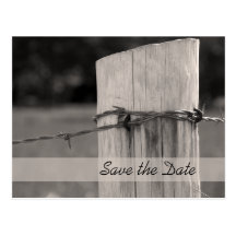 Ländliches Zaun-Posten-Land, das Save the Date Wed Postkarte