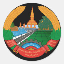 Laos-Emblem Runder Sticker