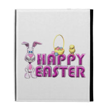 Lapin et poussin de Pâques heureux Coque Folio iPad