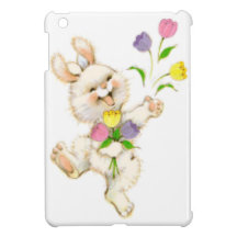 Lapin et tulipes de Pâques