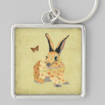 Lapin floral Keychain d'or porte-clés