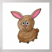 Lapin mignon drôle affiche
