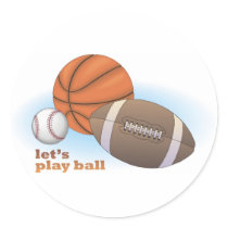 Lassen Sie uns Ball spielen: Baseball, Basketball  Runder Sticker