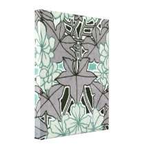 Laubkunst nouveau des weisen Grüns und des Graus m Leinwanddruck