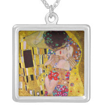 Le baiser (détail) par Gustav Klimt Collier Personnalisé