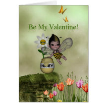 Le bébé adorable mignon gaffent le miel d'abeille carte de vœux