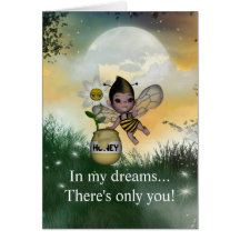 Le bébé adorable mignon gaffent le miel d'abeille carte de vœux