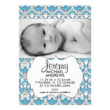 Le bleu juste est arrivé des annonces de naissance cartons d'invitation