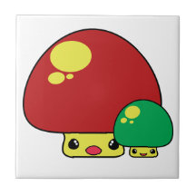 le champignon mignon de kawaii répand vert rouge carreaux en céramique