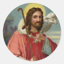 Le Christ le berger avec le cru Pâques d'agneau Autocollants