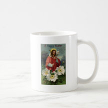 Le Christ le berger avec le cru Pâques d'agneau Tasse