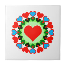 le coeur sonne vert-bleu rouge carreau