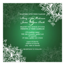 Le cru élégant de mariage tourbillonne vert carton d'invitation