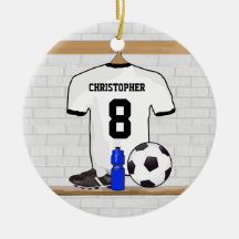 Le football blanc et noir personnalisé Jerse du fo Décorations Pour Sapins De Noël