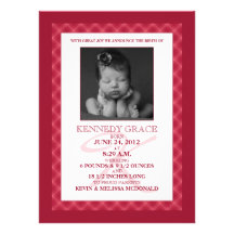 Le guingan de framboise rêve des annonces de naiss invitations personnalisées