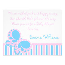 Le papillon pointille le rose/bleu d'invitation de