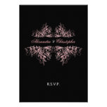 Le rétro rose élégant tourbillonne épousant RSVP 2 Invitations Personnalisées