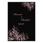 Le rétro rose élégant tourbillonne épousant RSVP Faire-part Personnalisé