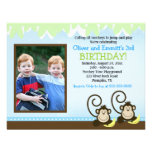 Le singe idiot jumelle l'invitation d'anniversaire invitations
