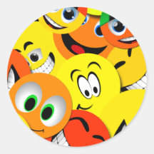 LE SMILEY ORANGE ET JAUNE FAIT FACE AU COLLAGE AUTOCOLLANTS