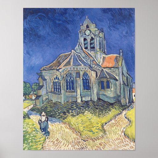 L'église à l'Auvers-sur-Oise Posters