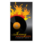 Les flammes chaudes du feu brûlent le rétro vinyle carte de visite