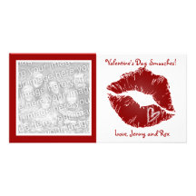 Les lèvres de Saint-Valentin se bécote des cartes  Modèle Pour Photocarte