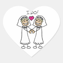 Lesbische Hochzeit Braut Herz Aufkleber