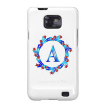 Lettre bleue étoiles d'un rouge de monogramme coques samsung galaxy s2