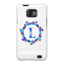 Lettre bleue L étoiles de rouge de monogramme Coque Samsung Galaxy S2