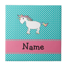 Licorne mignonne nommée personnalisée carreau en céramique