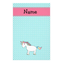 Licorne mignonne nommée personnalisée papier à lettre personnalisé
