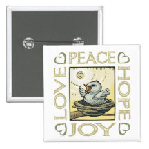 Liebe, Frieden, Hoffnung, Freude Buttons