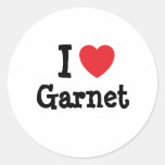 Liebe I Granats-Herz T-Shirt Runder Sticker