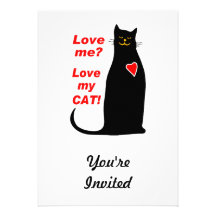Liebe ich? Liebe meine Katzen-schwarze Katze Personalisierte Einladungen