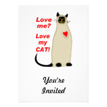 Liebe ich? Liebe meine Katzen-siamesische Katze Einladungskarten