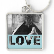 Liebe-quadratisches Metallfoto Keychain (großes) |