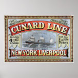 Ligne affiche de Cunard de New York Liverpool