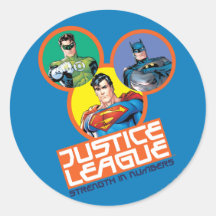Ligue de justice "force dans les nombres " autocollants