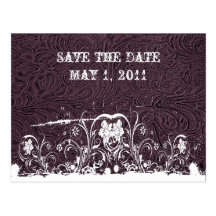 Lila bearbeitetes Leder Save the Date Postkarten