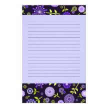 Lila Blumen-Briefpapier Individuelle Druckpapiere