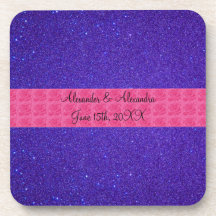 Lila Glitter-Gastgeschenke Hochzeit Drink Untersetzer