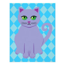 Lila Katze Personalisierte Ankündigungskarte