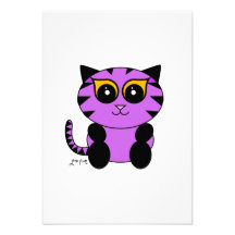 Lila Kitty Personalisierte Einladungskarten
