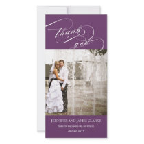 Lila personalisierte Skript-Foto-Hochzeit danken I
