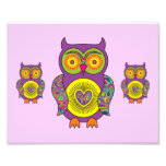 Lila psychedelische Eule Photodruck